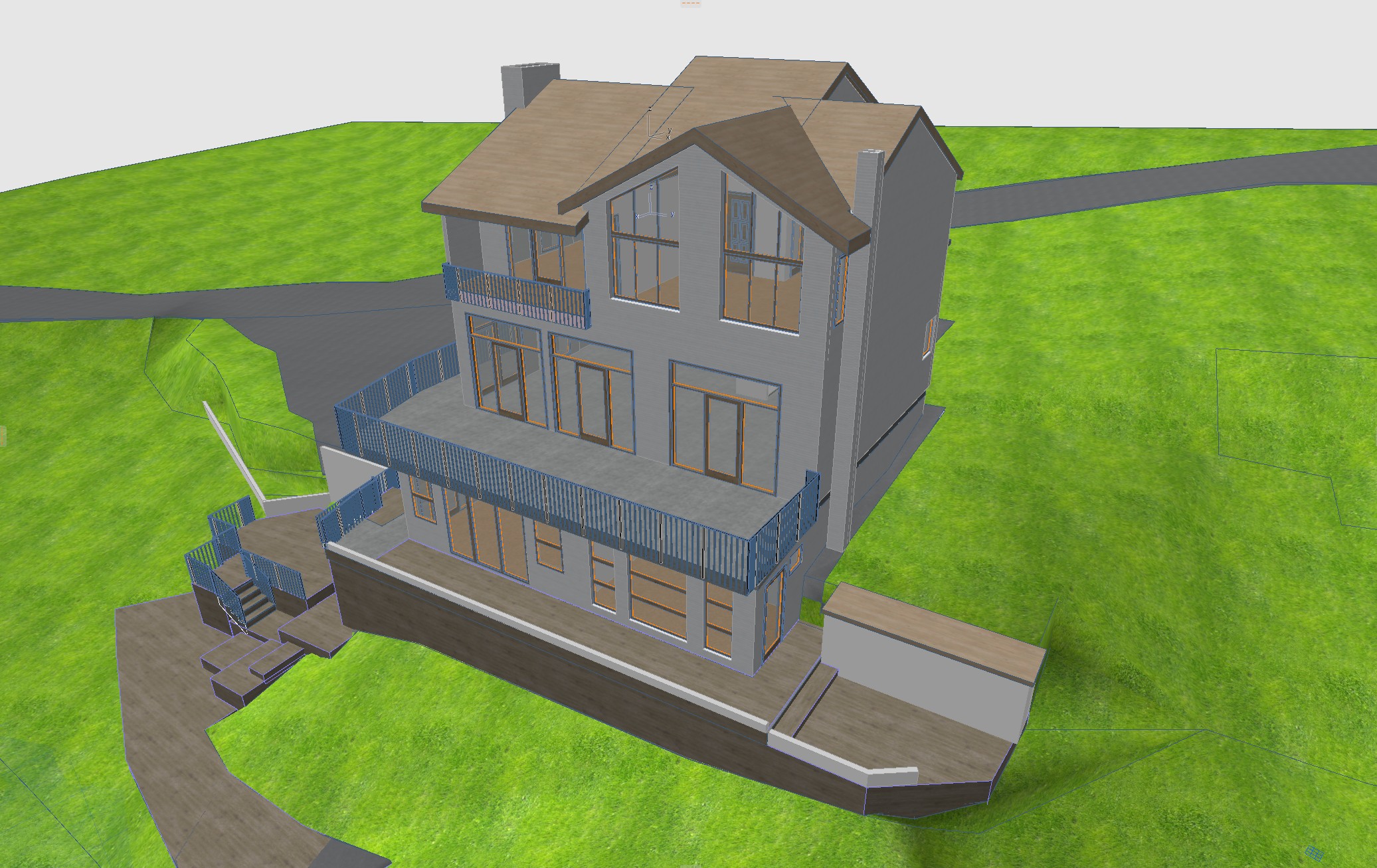 ArchiCAD 3D rendering of a private residence in Bloomingdale, NJ, garage side elevation
