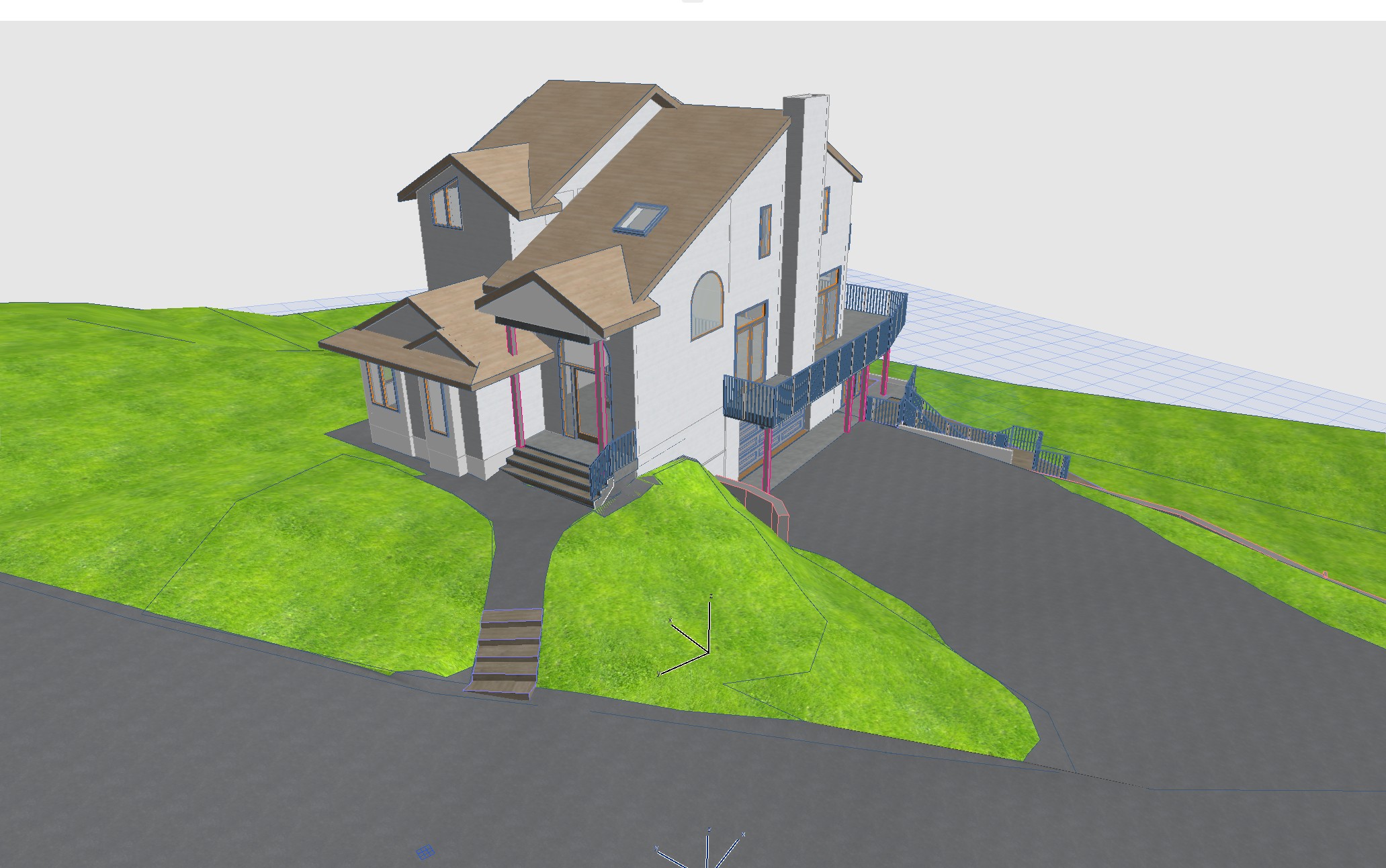 ArchiCAD 3D rendering of a private residence in Bloomingdale, NJ, front elevation