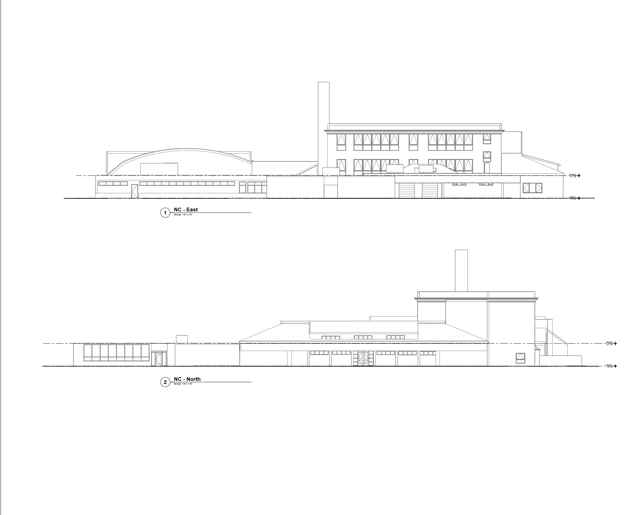 East and north exterior elevations of the New Providence Municipal Center