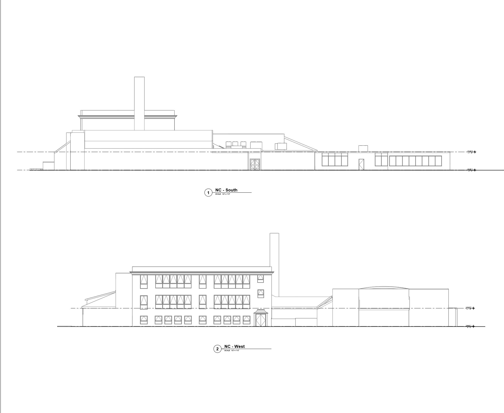 South and west exterior elevations of the New Providence Municipal Center