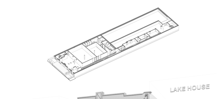 Level 1 axonometric 3D model of 631 Lake Avenue, Asbury Park, NJ