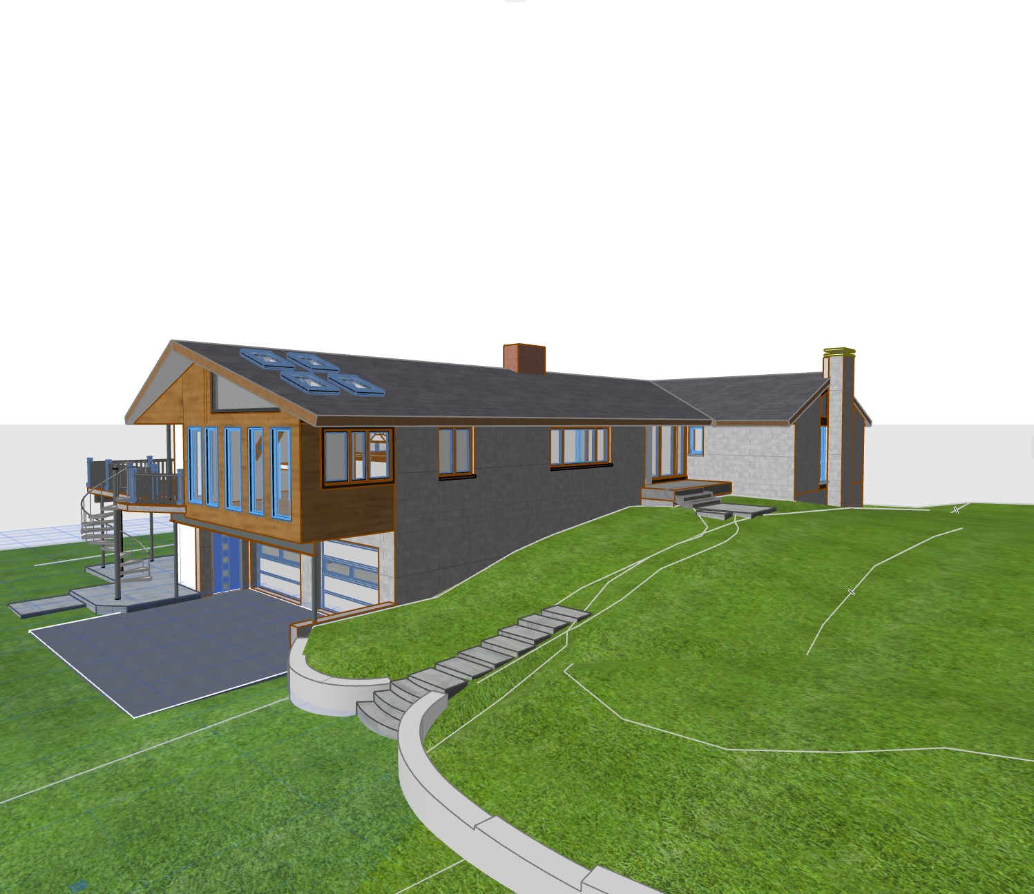 ArchiCAD 3D rendering of a private residence in Ramsey, NJ, front exterior view