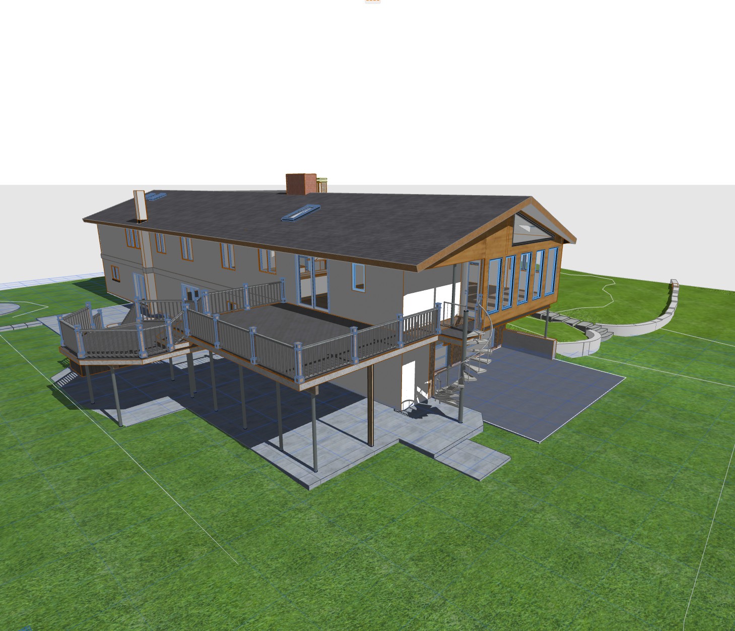 ArchiCAD 3D rendering of a private residence in Ramsey, NJ, rear exterior view
