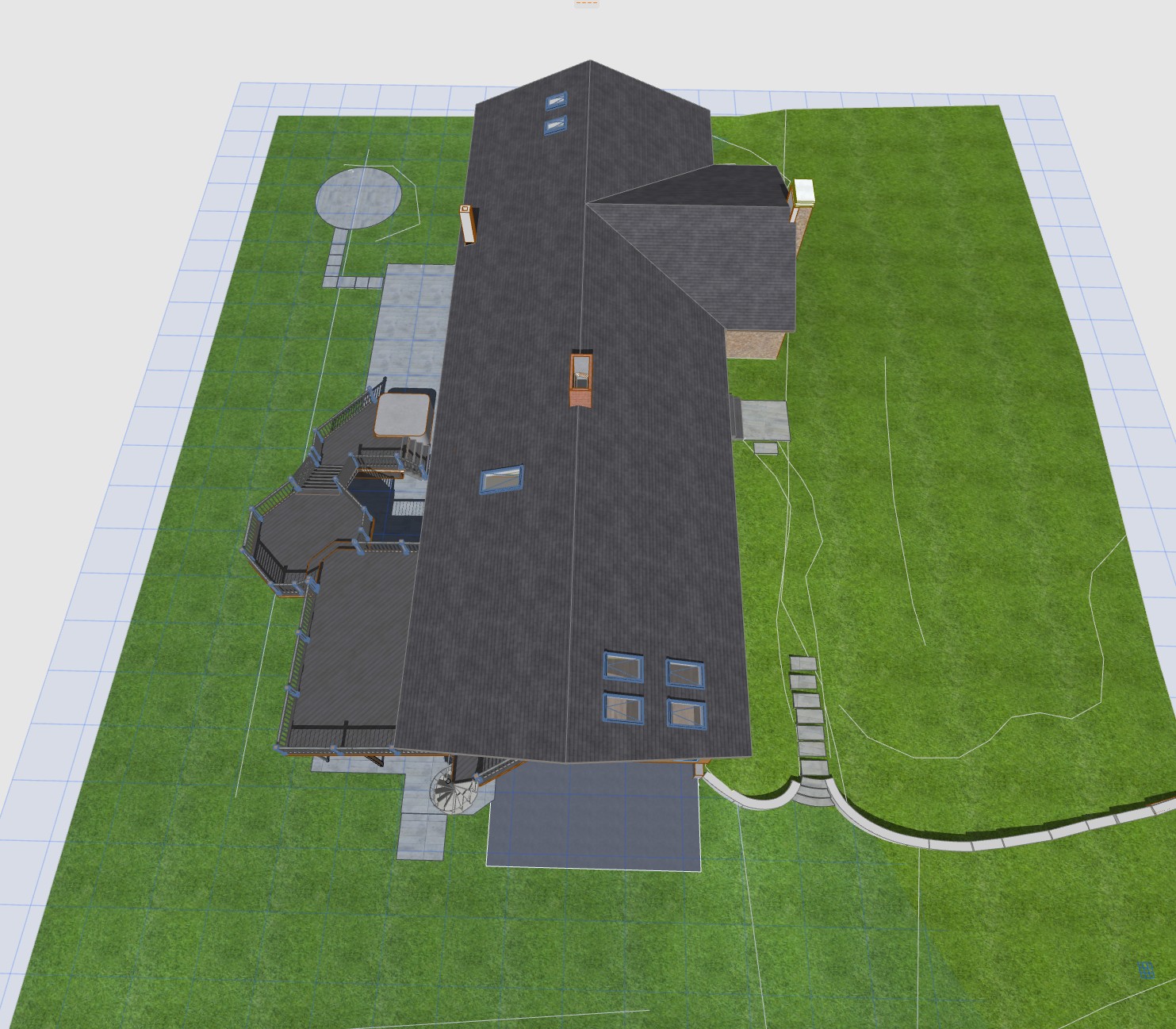 ArchiCAD 3D rendering of a private residence in Ramsey, NJ, aerial view