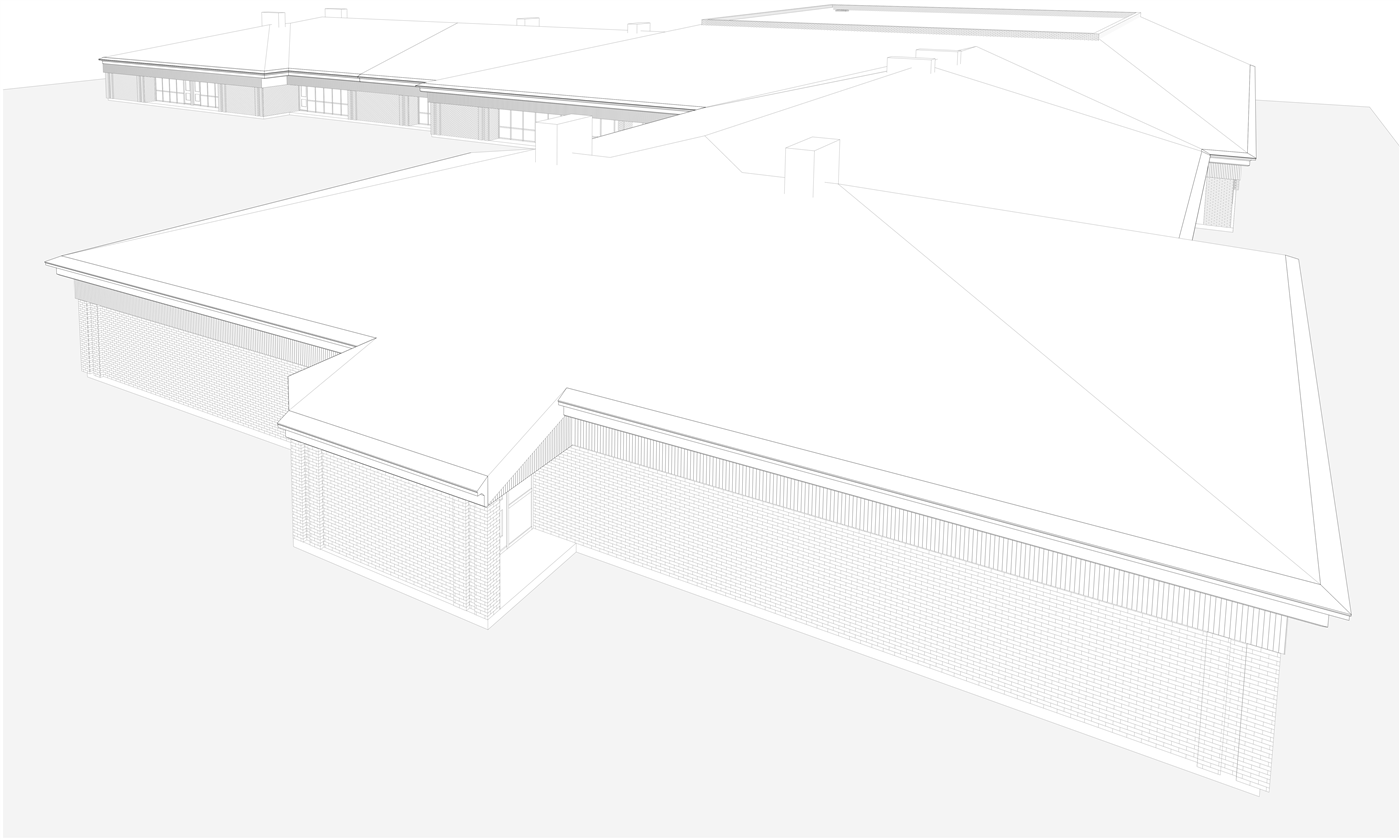 3D roof and facade massing model of a school building in Vineland, NJ